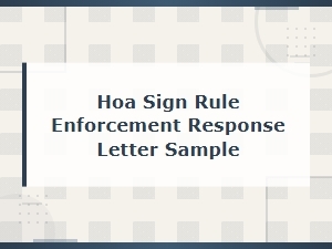 Hoa Sign Rule Violation Response Letter Template