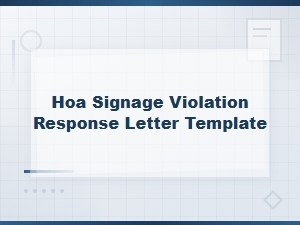 Hoa Signage Violation Response Letter Template
