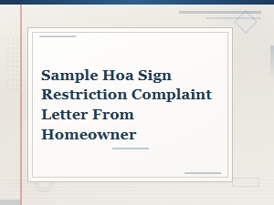 Challenging Hoa Sign Restrictions with a Complaint Letter