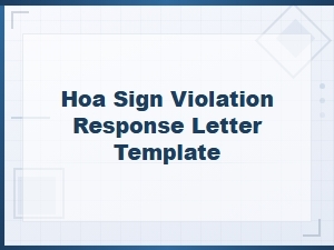 Hoa Sign Violation Response Letter Template